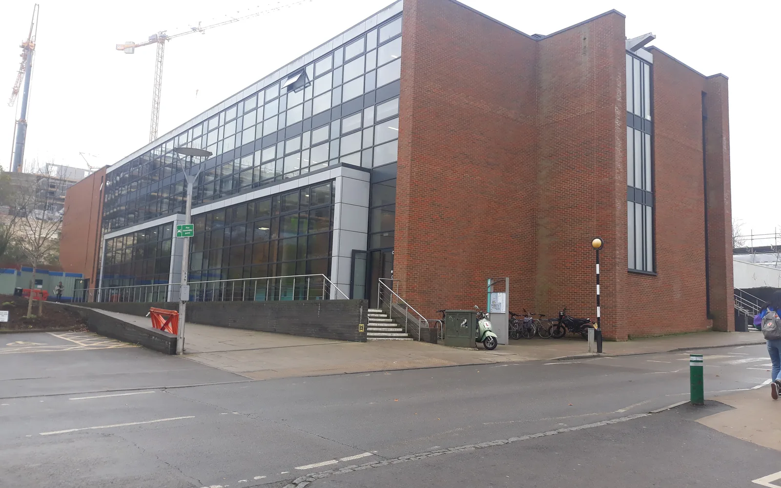 A modern academic campus building exterior with contemporary architecture